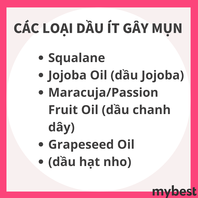 Chọn Sản Phẩm Không Gây Mụn Hoặc Chứa Các Loại Dầu Ít Gây Mụn