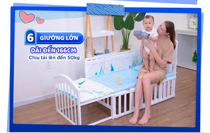 Sử Dụng Cũi Đến Khi Bé Lớn, Tiết Kiệm Hơn Với Cũi Đa Năng Có Thể Kéo Ra Thành Giường, Bàn
