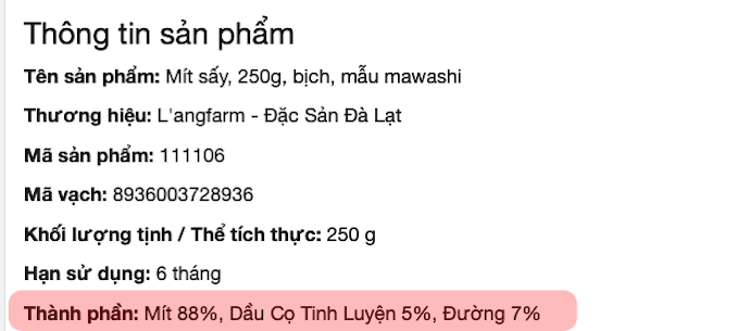 Kiểm Tra Thành Phần Của Mít Sấy
