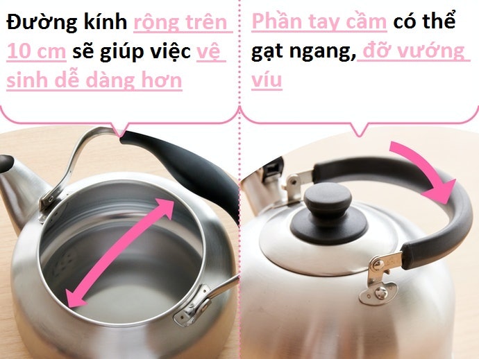 Chú Ý Đường Kính Miệng Ấm Và Tay Cầm