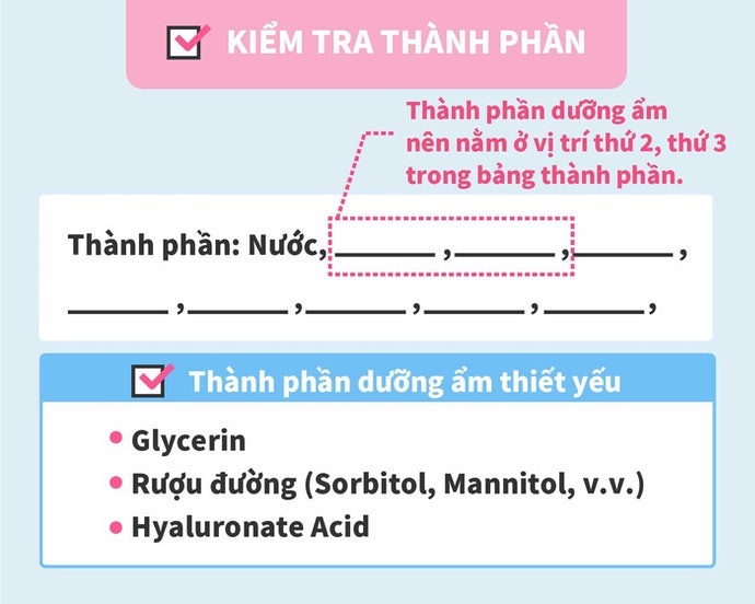 Đừng Bỏ Qua Các Thành Phần Dưỡng Ẩm Như Glycerin, Hyaluronate