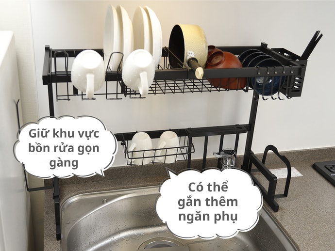 Kệ Úp Chén Trên Bồn Rửa: Nhiều Ngăn, Đa Năng