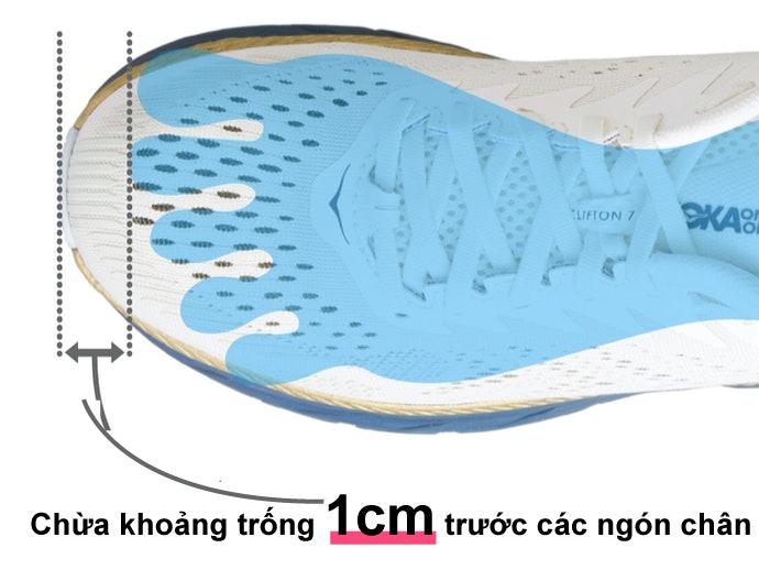 Chừa Khoảng Trống Khoảng 1 Cm Cho Phép Các Ngón Chân Có Thể Cử Động