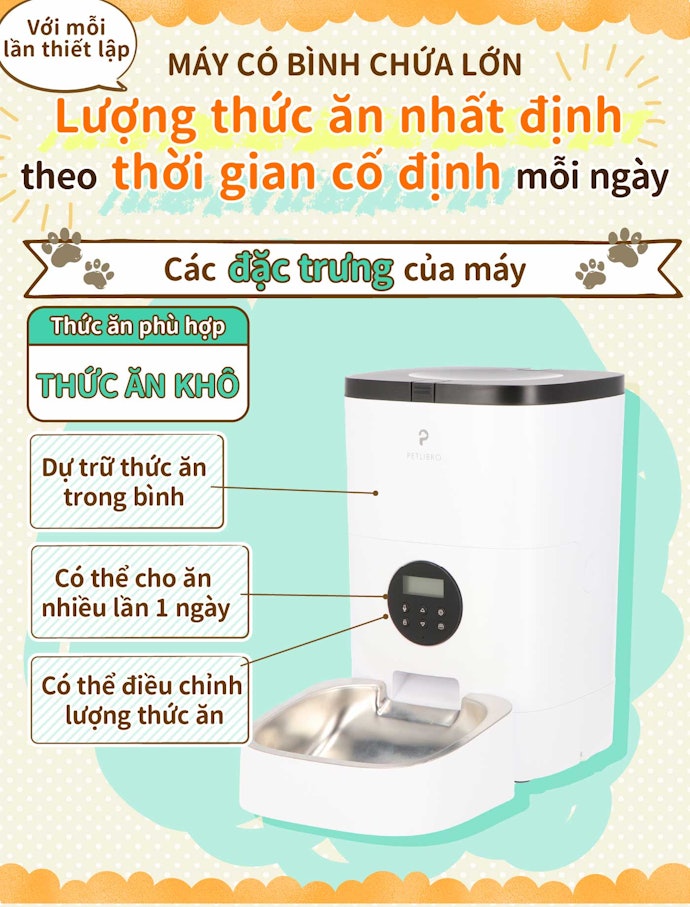 Loại Có Bình Chứa Đựng Thức Ăn Khô Cho Thú Cưng Ăn Mỗi Ngày