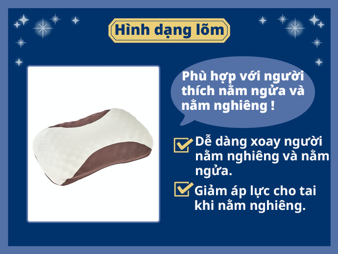 Hình Dạng Lõm: Thoải Mái Nằm Nghiêng 2 Bên Hoặc Nằm Ngửa