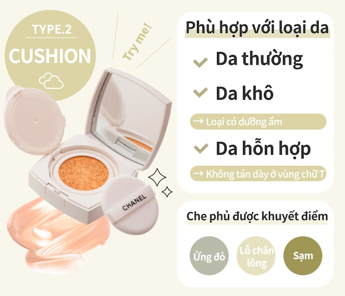 Dạng Cushion: Thành Phần Dưỡng Ẩm Cao