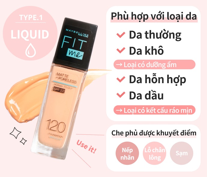 Dạng Liquid: Kết Cấu Mỏng, Dễ Dàng Che Phủ Lỗ Chân Lông, Nếp Nhăn