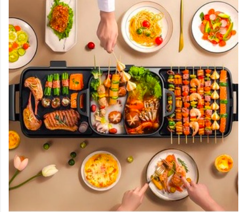Bếp Dạng Dài: Mặt Chảo Nướng Rộng Rãi Cho Đông Người