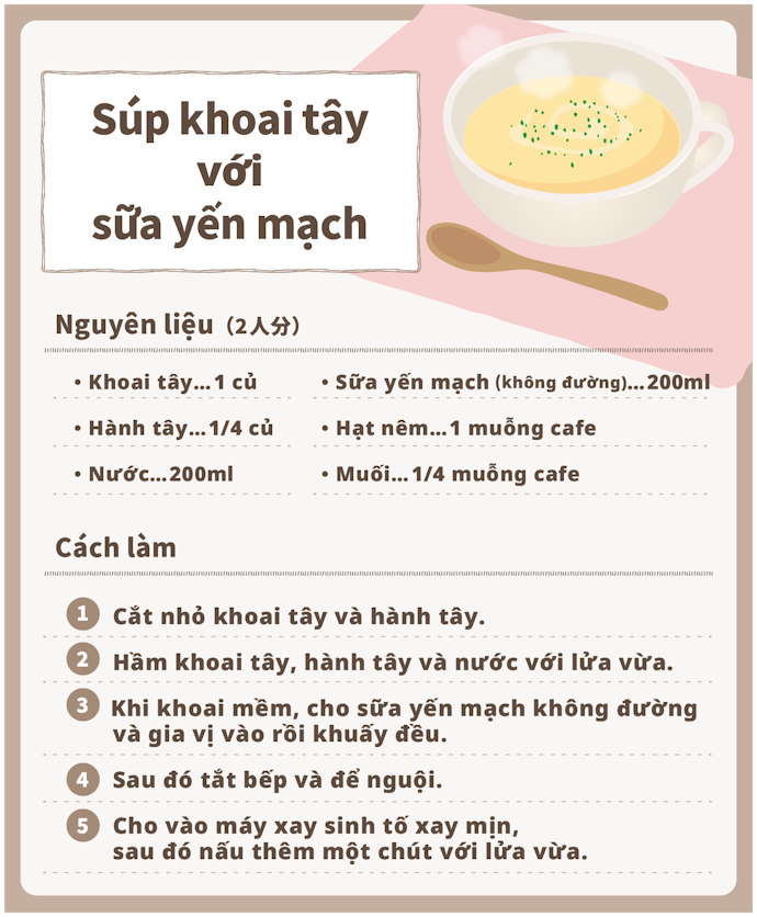 Món Súp Khoai Tây Với Sữa Yến Mạch