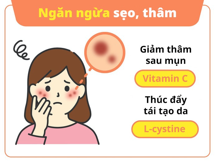 Vitamin C Và L-Cystine Để Ngừa Và Giảm Sẹo Mụn