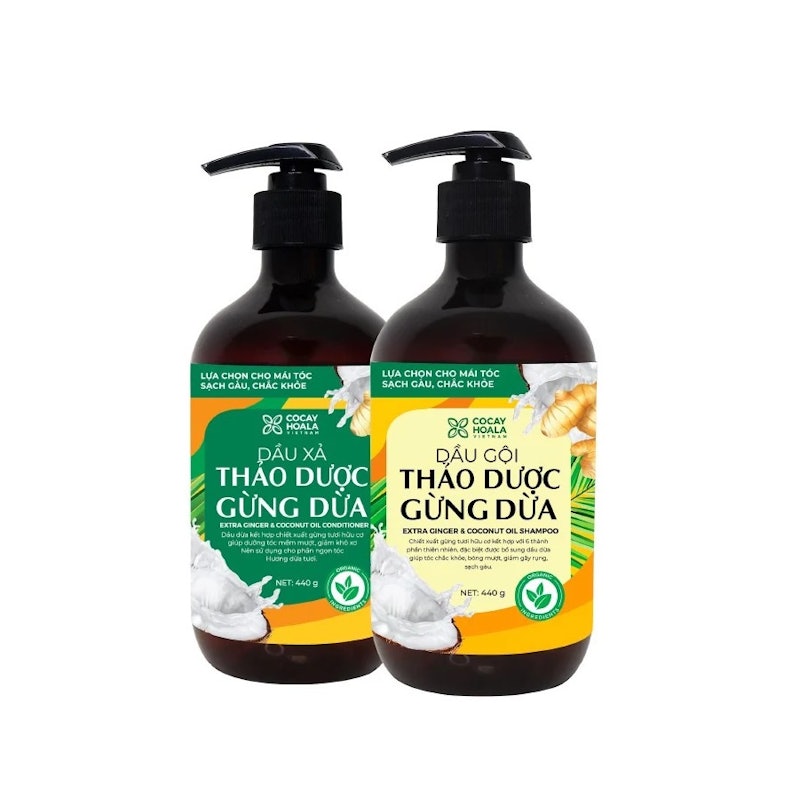 Dầu Gội Xả Thảo Dược Gừng Dừa Cocayhoala 1