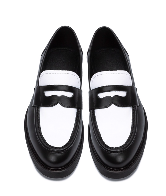 Giày Penny Loafer Đen Trắng Nữ 1