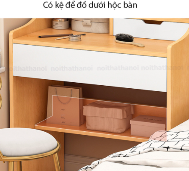 Bàn Trang Điểm Gương Vuông Có Đèn Led 4