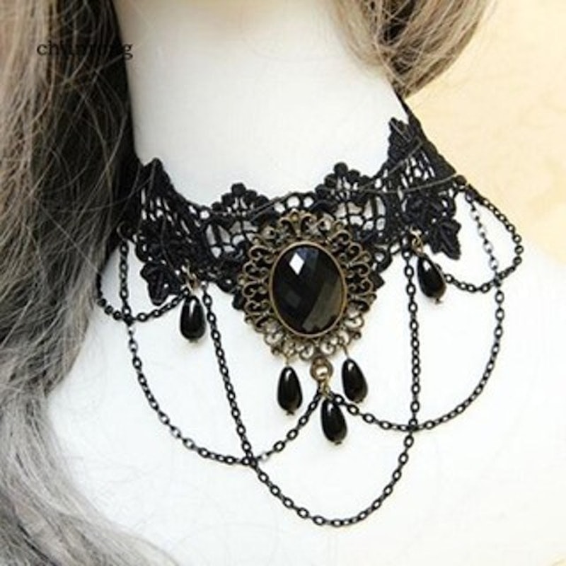Vòng Cổ Choker Ren Đính Đá 1