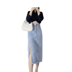 Chân Váy Jeans Xẻ Chân UNIZ