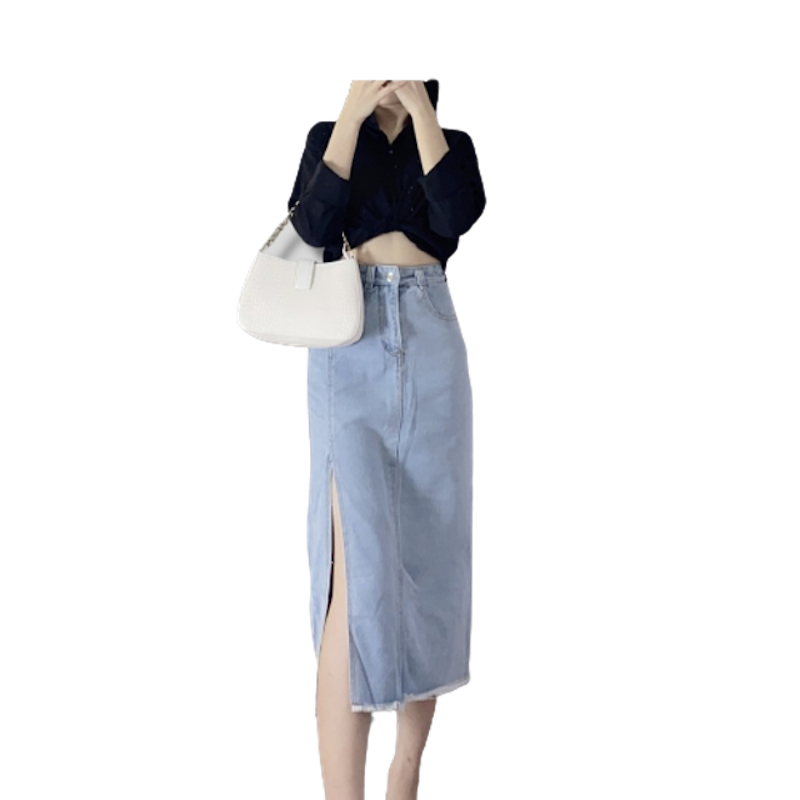 Chân Váy Jeans Xẻ Chân UNIZ 1