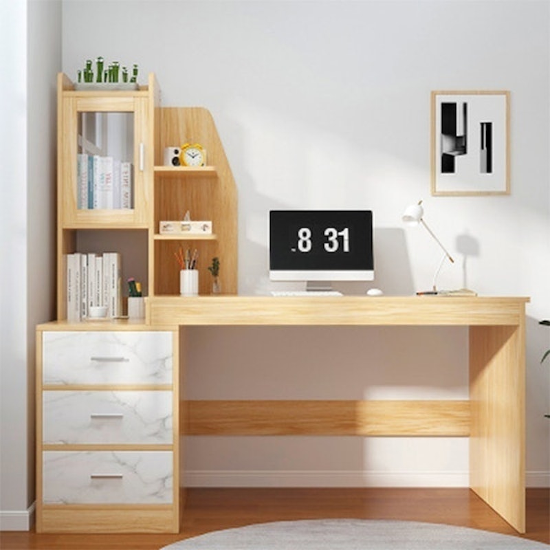 Bàn Học Gỗ Kèm Giá Sách BGA014 2