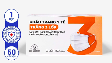 Khẩu Trang Y Tế 3 Lớp Meriday Trắng 1