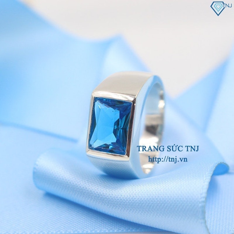 Nhẫn Bạc Nam Mặt Đá Xanh Dương 1