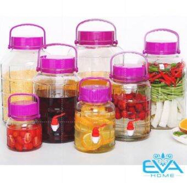 Bình Ngâm Rượu Thủy Tinh Nắp Tím  3