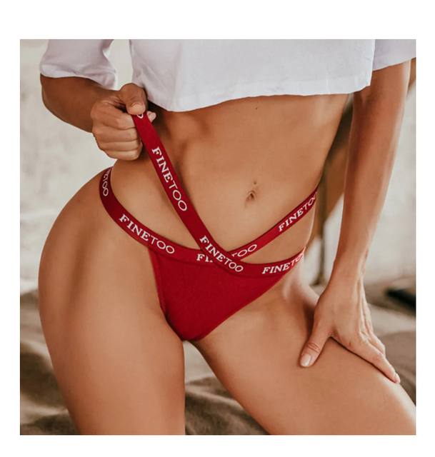 Cross Waist Strap Sexy Rib Thong 2