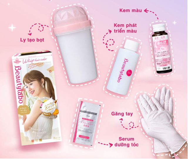 Thuốc Nhuộm Tóc Tạo Bọt Beautylabo - Nâu Kem Cappuccino 2