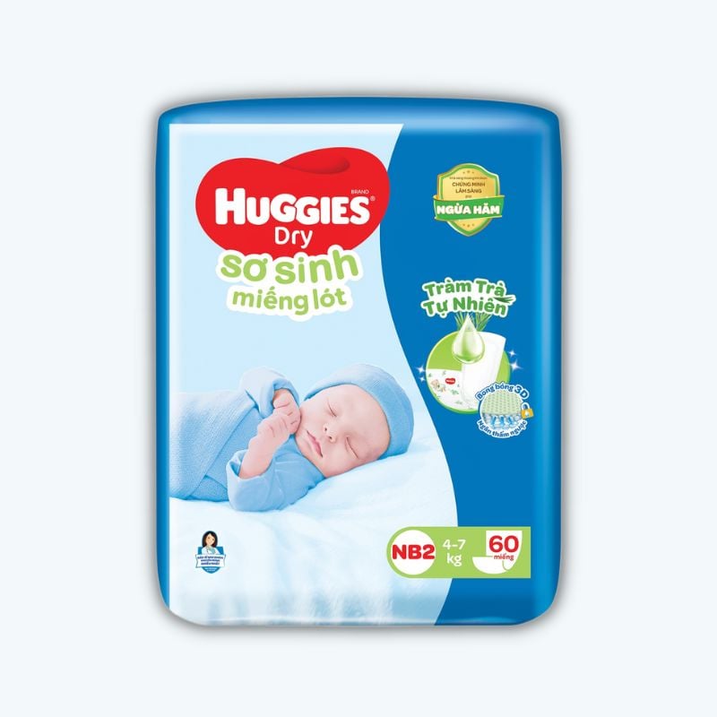 Miếng Lót Sơ Sinh Huggies Dry Tràm Trà Tự Nhiên 2