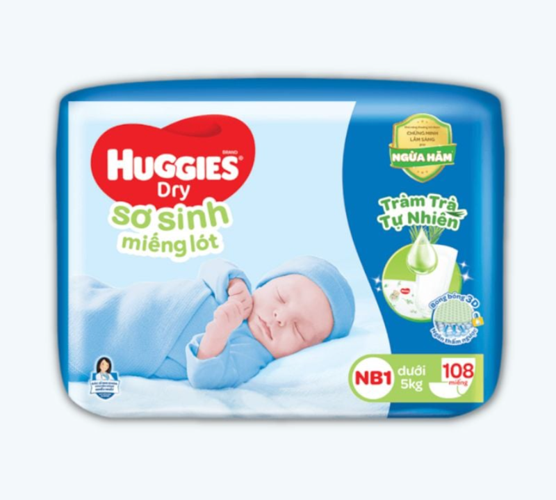 Miếng Lót Sơ Sinh Huggies Dry Tràm Trà Tự Nhiên 1