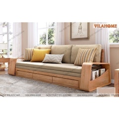 Sofa Giường Gỗ tích hợp Ngăn Kéo Để Đồ