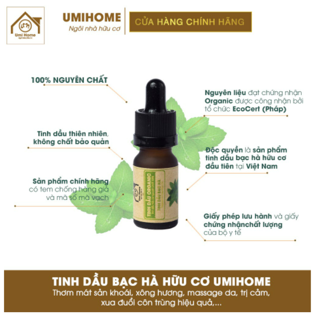 Tinh Dầu Bạc Hà Hữu Cơ UMIHOME 2