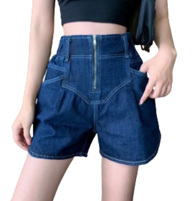 Quần Short Jean Cạp Cao Phối Bèo SIKY 008 2