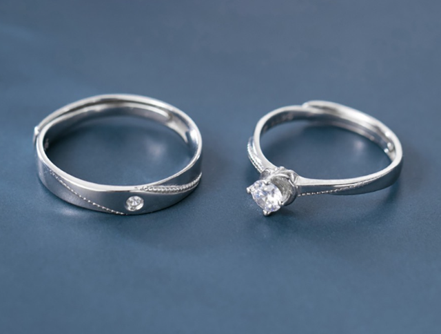 Nhẫn Bạc Đôi Nam Nữ Đính Đá Bạc Bảo Ngọc Jewelry 2