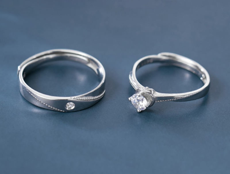 Nhẫn Bạc Đôi Nam Nữ Đính Đá Bạc Bảo Ngọc Jewelry 2