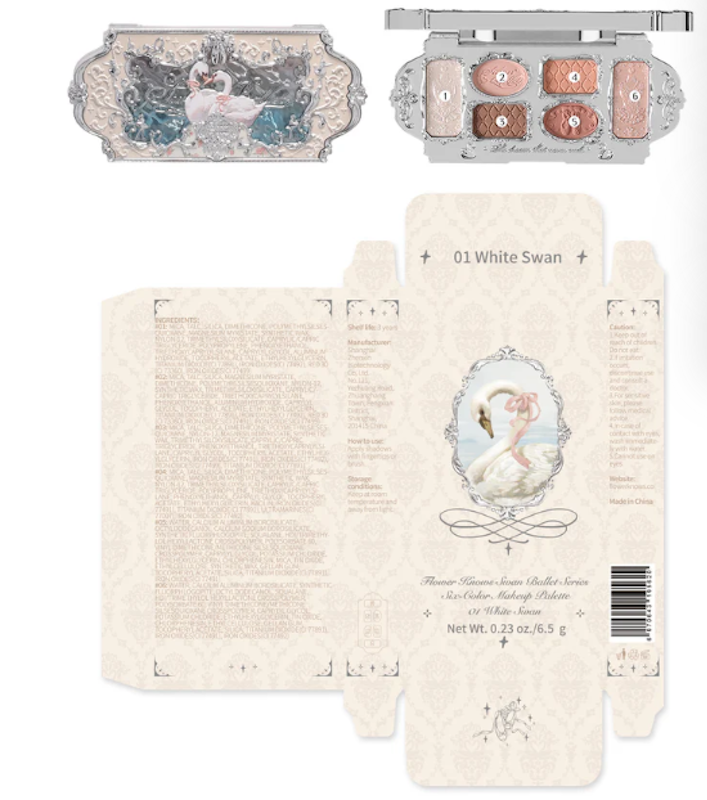Flower Knows Swan Ballet Six-Color Makeup Palette 1