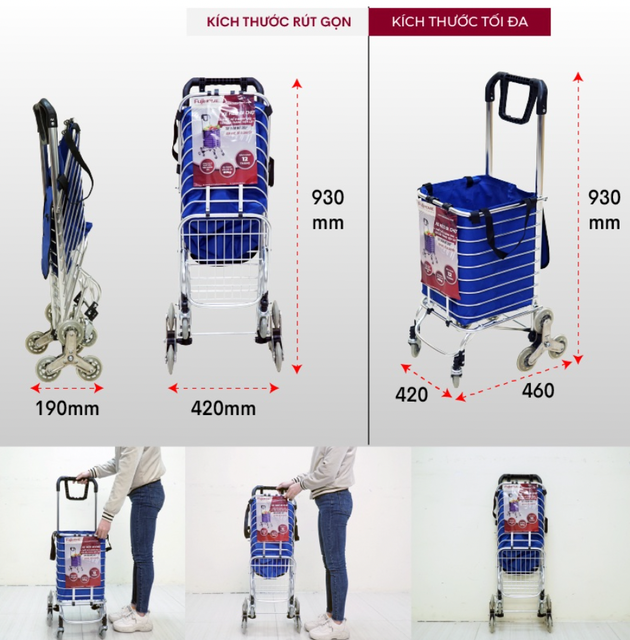 Xe Kéo Hàng Đi Cầu Thang Tiện Lợi  2