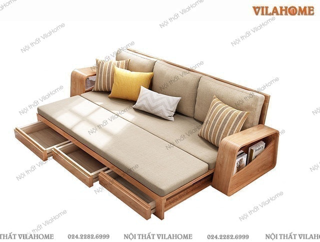 Sofa Giường Gỗ tích hợp Ngăn Kéo Để Đồ 2