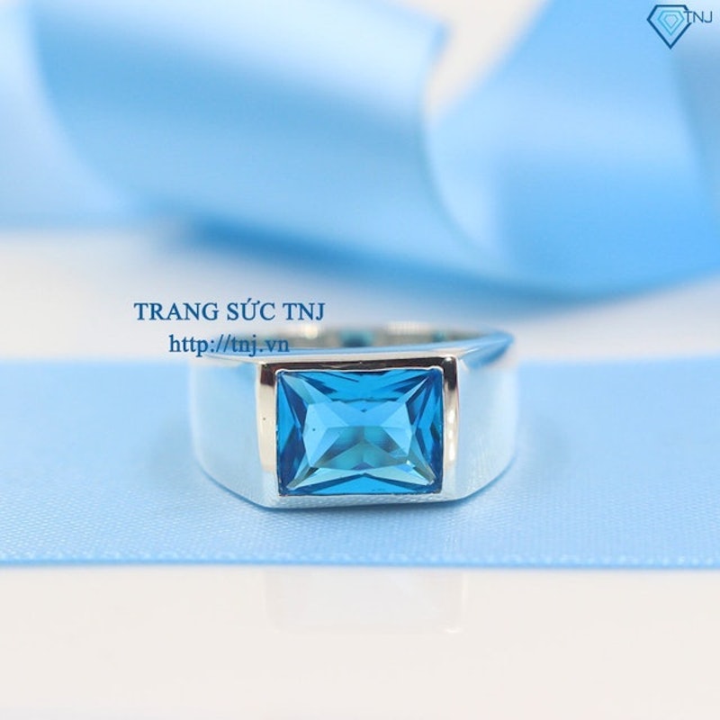 Nhẫn Bạc Nam Mặt Đá Xanh Dương 3