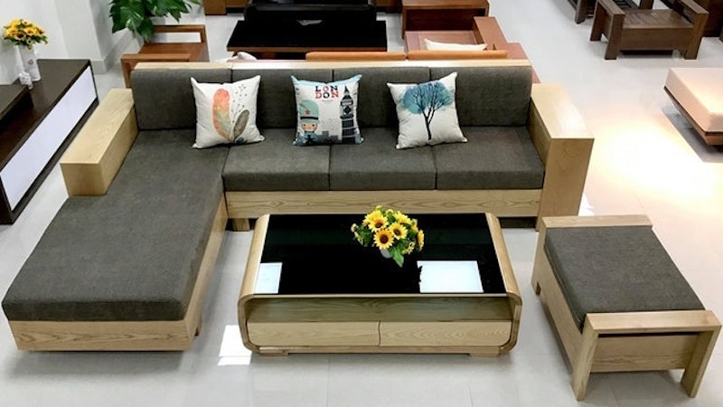 Sofa Góc Gỗ Sồi Nga 1