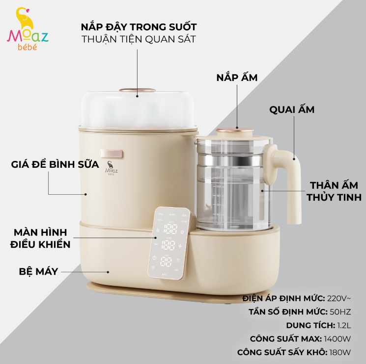 Máy Tiệt Trùng Sấy Khô Và Đun Nước Đa Năng Moaz Bébé  3