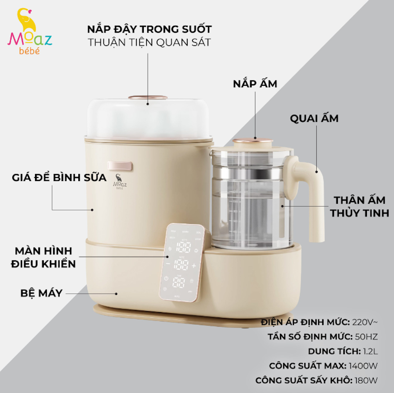 Máy Tiệt Trùng Sấy Khô Và Đun Nước Đa Năng Moaz Bébé 3