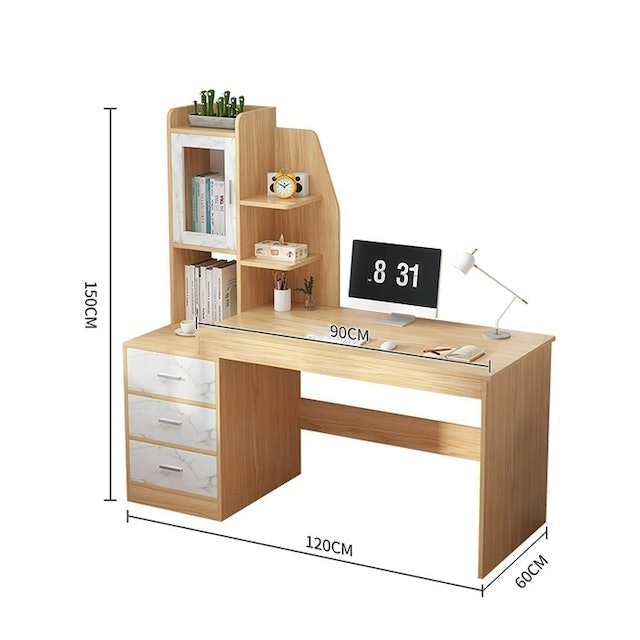 Bàn Học Gỗ Kèm Giá Sách BGA014 3