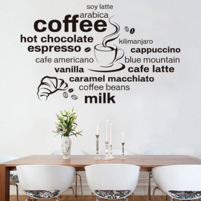 Decal Dán Tường Trang Trí Chữ Cafe 1
