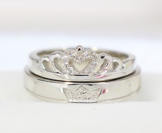 Nhẫn Đôi Bạc Nam Nữ Vương Miện King Queen Trang Sức TNJ 1
