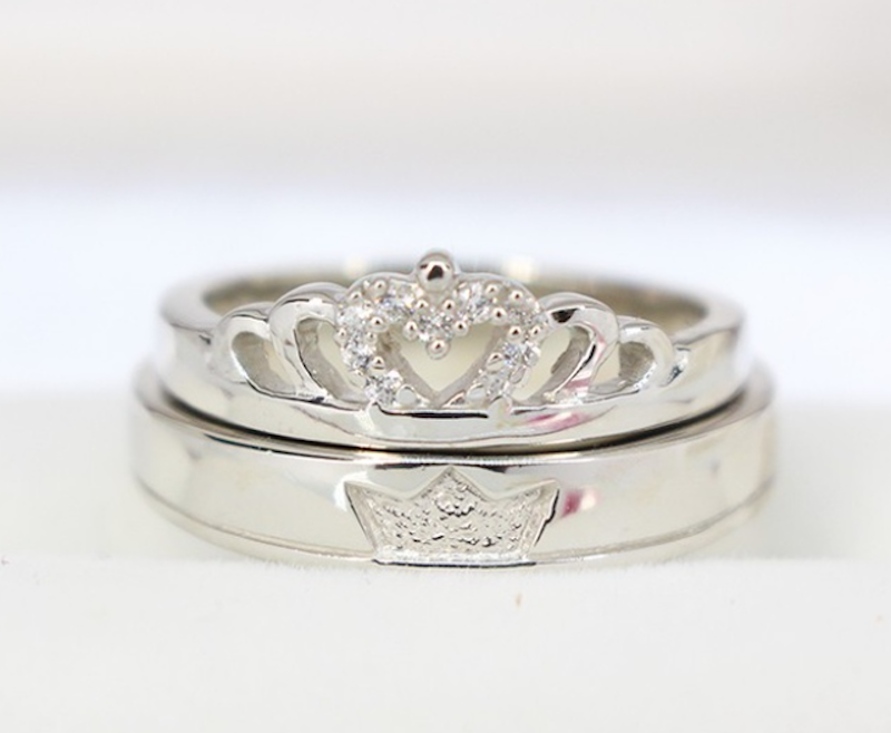 Nhẫn Đôi Bạc Nam Nữ Vương Miện King Queen Trang Sức TNJ 1