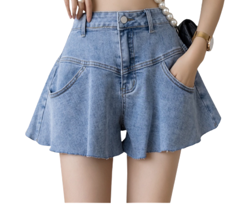 Quần Short Jeans Lưng Cao Dáng Xòe Aiori 1