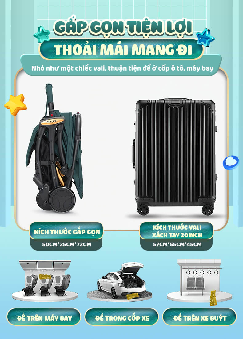Xe Đẩy Gấp Gọn 3IN1 Chilux D23 3