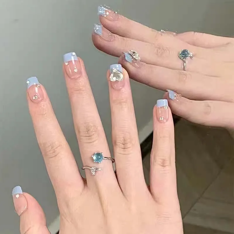 Nhẫn Bạc Nữ Đính Đá Xanh Hình Đuôi Cá 2