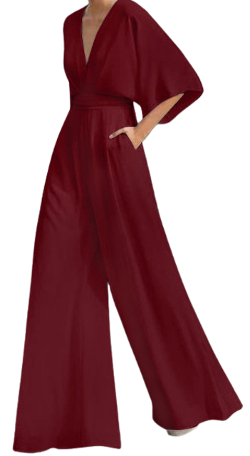 Jumpsuit tay lửng ống rộng ZANZEA 1