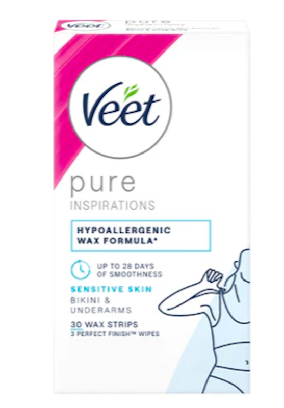 Miếng Dán Tẩy Lông Veet Pure Inspirations Cold Wax Strips for Sensitive Skin - Bikini & Underarm 1