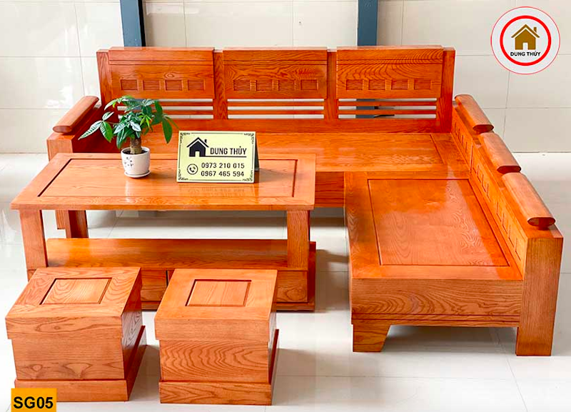 Ghế Sofa Góc Trứng Gỗ Sồi 1